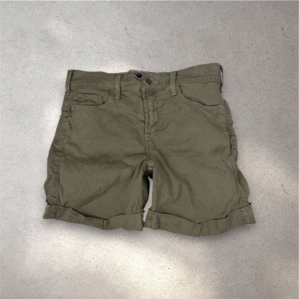 NYDJ Linen Blend Shorts Women's 2 Olive Green 5" Inseam Playground Prep Grunge